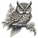 Japanese style owl tattoo sketch tattoo design idea