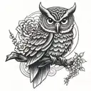 Japanese style owl tattoo sketch tattoo design idea