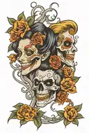 smile now cry later with flower intertwined tattoo design idea