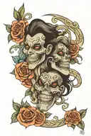 smile now cry later with flower intertwined tattoo design idea