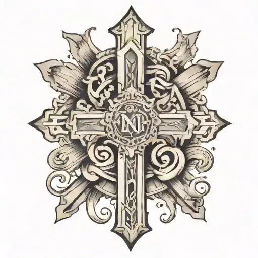 cross with roman numerals  tattoo design idea