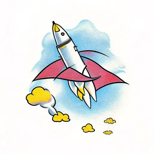 rocket ship blowing out smoke forearm tattoo design idea
