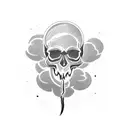skull smoking blunt blows clouds of smoke in the shape of chinese clouds tattoo design idea