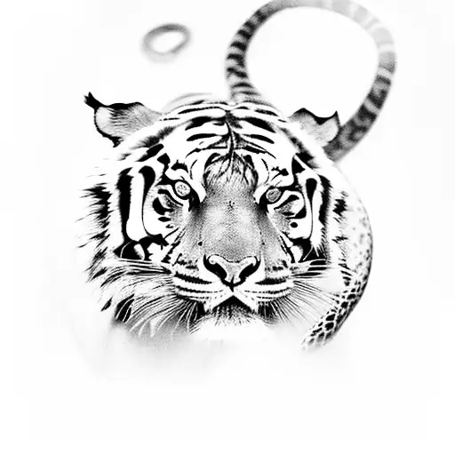 bengal tiger fighting snakes tattoo design idea