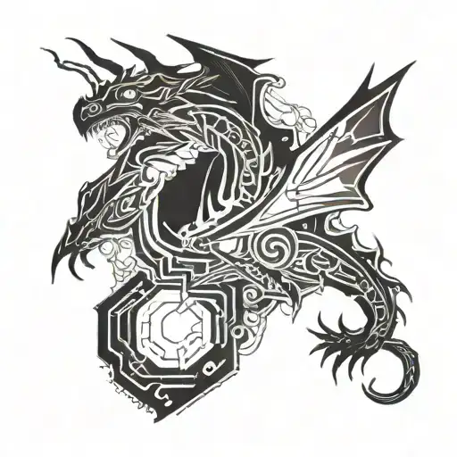 dragon flying tattoo design idea