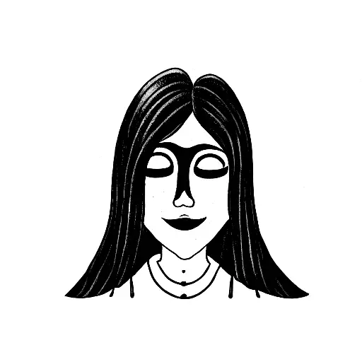 coraline with her head down tattoo design idea