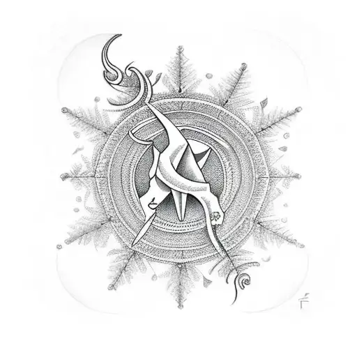 capricorn with a snowflake tattoo design idea