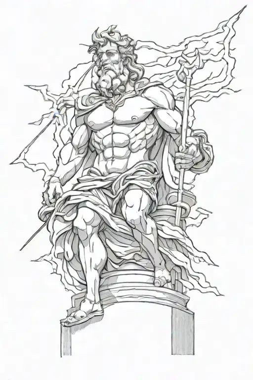 lightning zeus like marble stature tattoo design idea
