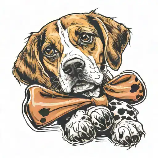 beagle, paw print, bow, tattoo design idea