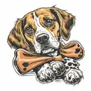 beagle, paw print, bow, tattoo design idea