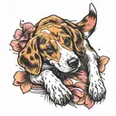 beagle, paw print, bow, tattoo design idea