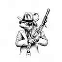 mafia boss, frog holding a Tommy gun tattoo design idea