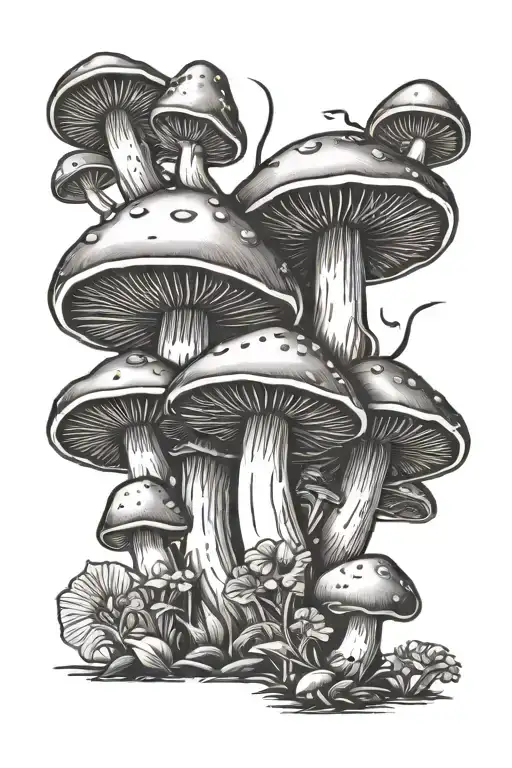 liberty caps mushrooms tattoo design idea