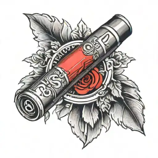 shotgun shell with the name russ tattoo design idea