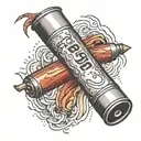 simple shotgun shell with the name russ tattoo design idea