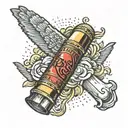 simple shotgun shell with the name russ tattoo design idea