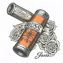simple shotgun shell with the name russ tattoo design idea