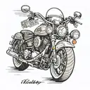 simple Harley motorcycle  with the name Russ tattoo design idea