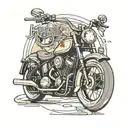 simple Harley motorcycle  with the name Russ tattoo design idea