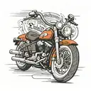 simple Harley motorcycle  with the name Russ tattoo design idea