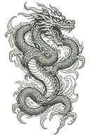 mushu dragon breathing fire tattoo design idea