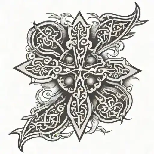 irish cross intertwined tattoo design idea