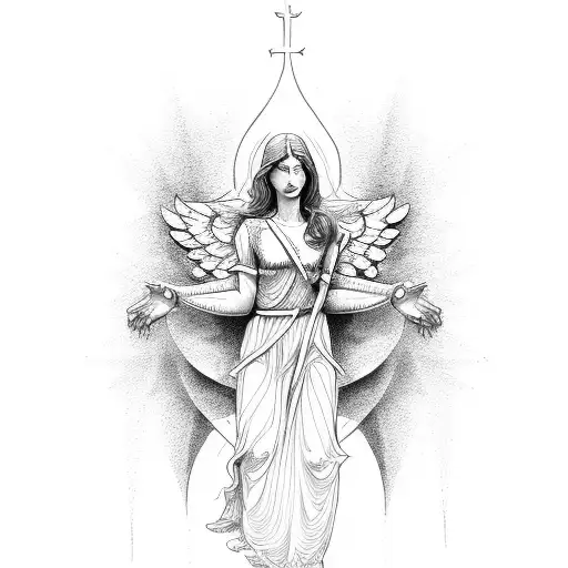biblical angel tattoo design idea