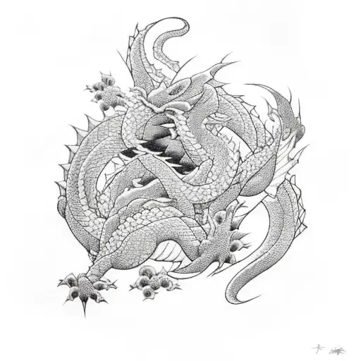 black roses with cute dragons   tattoo design idea