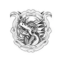 cute dragons with roses tattoo design idea