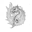 cute dragons with roses tattoo design idea