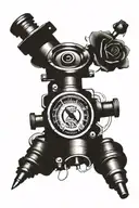 spark plug rose speedometer tattoo design idea