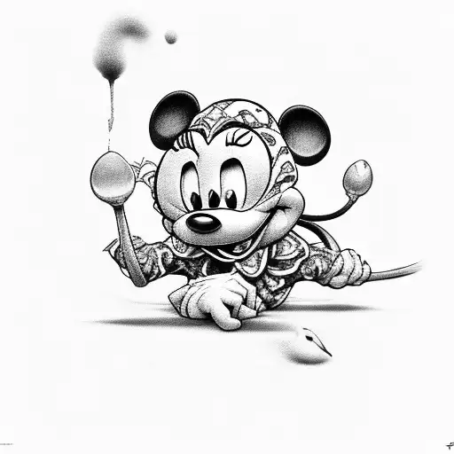 Minnie avec prenom tattoo design idea