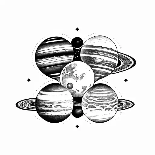planets representing family tattoo design idea