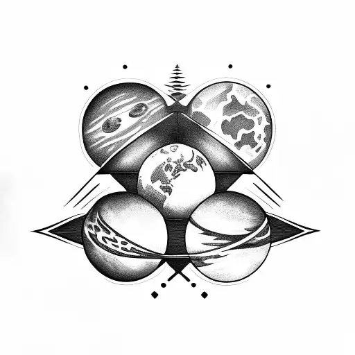 family represented be planets tattoo design idea
