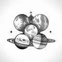 planets representing family tattoo design idea