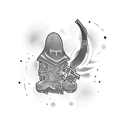 A minimalist tattoo of a game character silhouette with a controller tattoo design idea