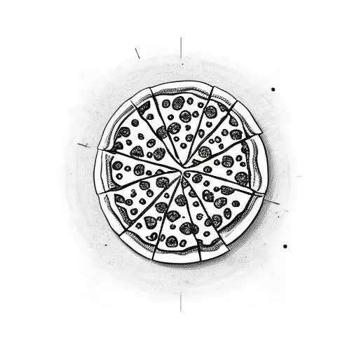 A photo reel transforming into a pizza, with each frame depicting a different topping tattoo design idea
