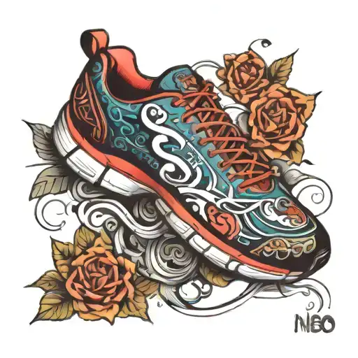 running shoe tattoo design idea