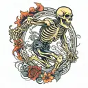 running skeleton tattoo design idea