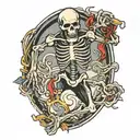 running skeleton tattoo design idea
