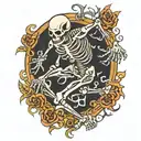 running skeleton tattoo design idea