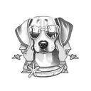 A whimsical tattoo of a beagle wearing beach attire and enjoying a day at the beach tattoo design idea