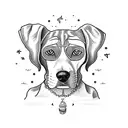 A whimsical tattoo of a beagle wearing beach attire and enjoying a day at the beach tattoo design idea