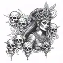 modern age kaali indian goddess with skulls black and grey tattoo tattoo design idea