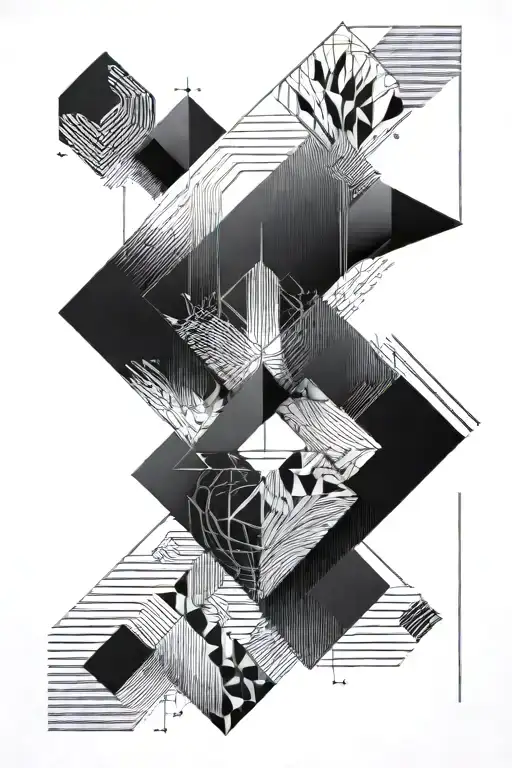 1/3 tattoo on the right forearm of a man, graphic symbol of balance, filiation, black and white gradient, tattoo design idea