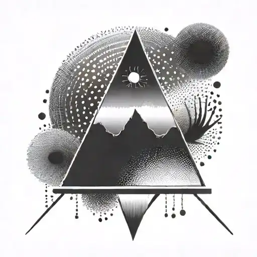 graphic symbol of balance, resilience, filiation, black and white gradient tattoo design idea