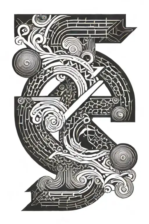 balance, filiation, black and white gradient with 2 letters C tattoo design idea