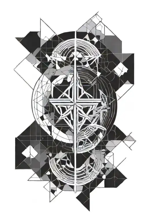 graphic symbol balance, filiation, black and white gradient, tattoo design idea