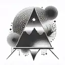 graphic symbol of balance, resilience, filiation, black and white gradient tattoo design idea