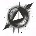 graphic symbol of balance, resilience, filiation, black and white gradient tattoo design idea